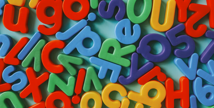 Colorful alphabet letters on a table